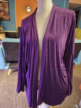 JOSTAR Purple ACETATE Spandex SLINKY Stretch Knit JACKET US Women's Plus Size 3X